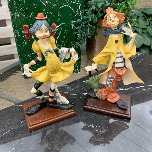 2 pcs FONTANINI clown figurine 946 CARRARA MARBLE BASE HAND PAINTED ITALY 70' - Picture 4 of 8